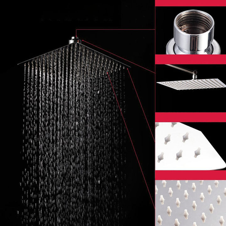 Lisslune | Showerhead Square Wall Mounted Rain Spray Stainless Steel Showerhead