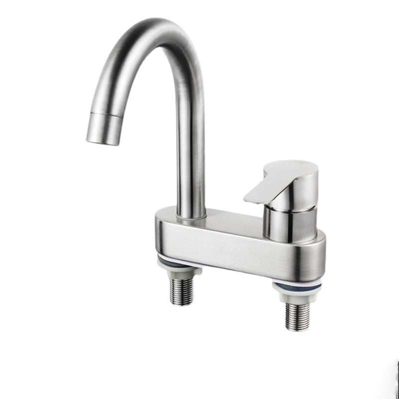 Lisslune | 304 stainless steel center faucet bathroom single handle hot and cold sink faucet