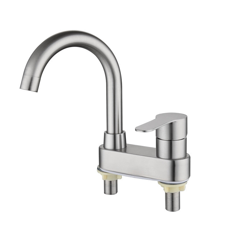 Lisslune | 304 stainless steel center faucet bathroom single handle hot and cold sink faucet