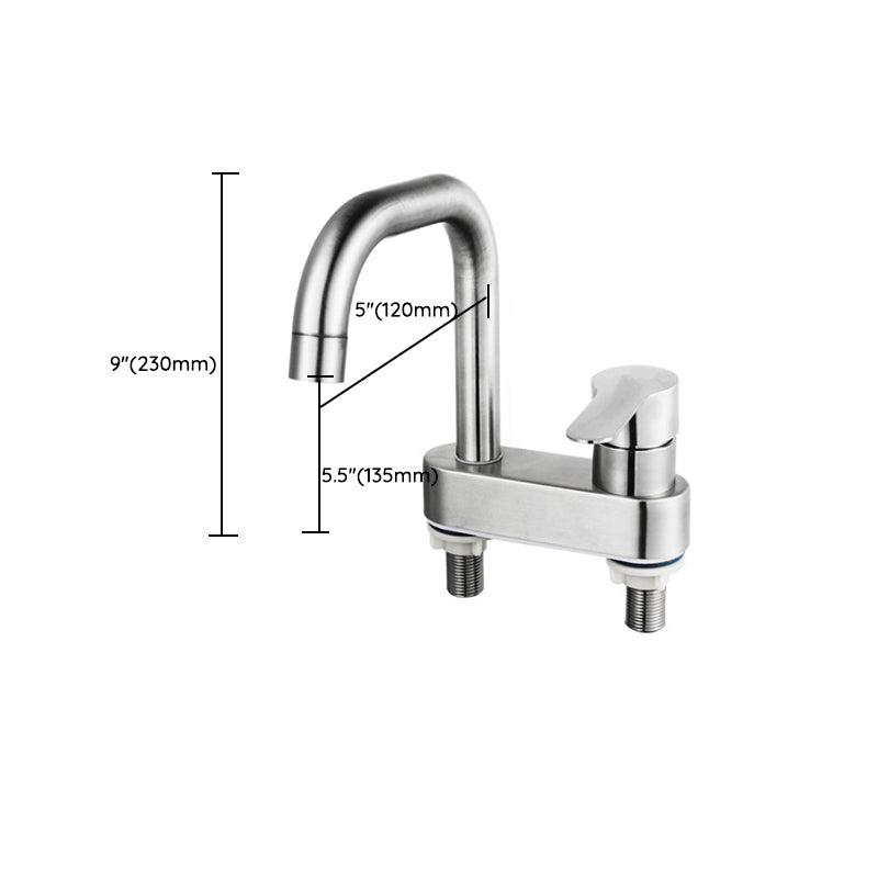 Lisslune | 304 Stainless Steel Center Faucet Bathroom Single Handle Hot and Cold Sink Faucet