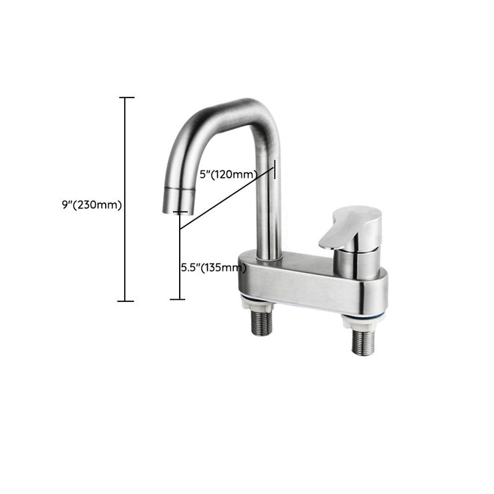 Lisslune | 304 stainless steel center faucet bathroom single handle hot and cold sink faucet