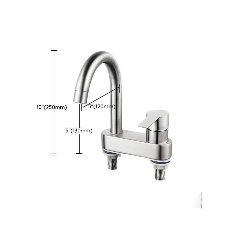 Lisslune | 304 Stainless Steel Center Faucet Bathroom Single Handle Hot and Cold Sink Faucet
