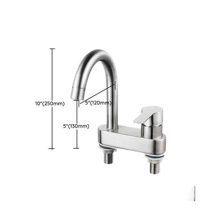 Lisslune | 304 Stainless Steel Center Faucet Bathroom Single Handle Hot and Cold Sink Faucet