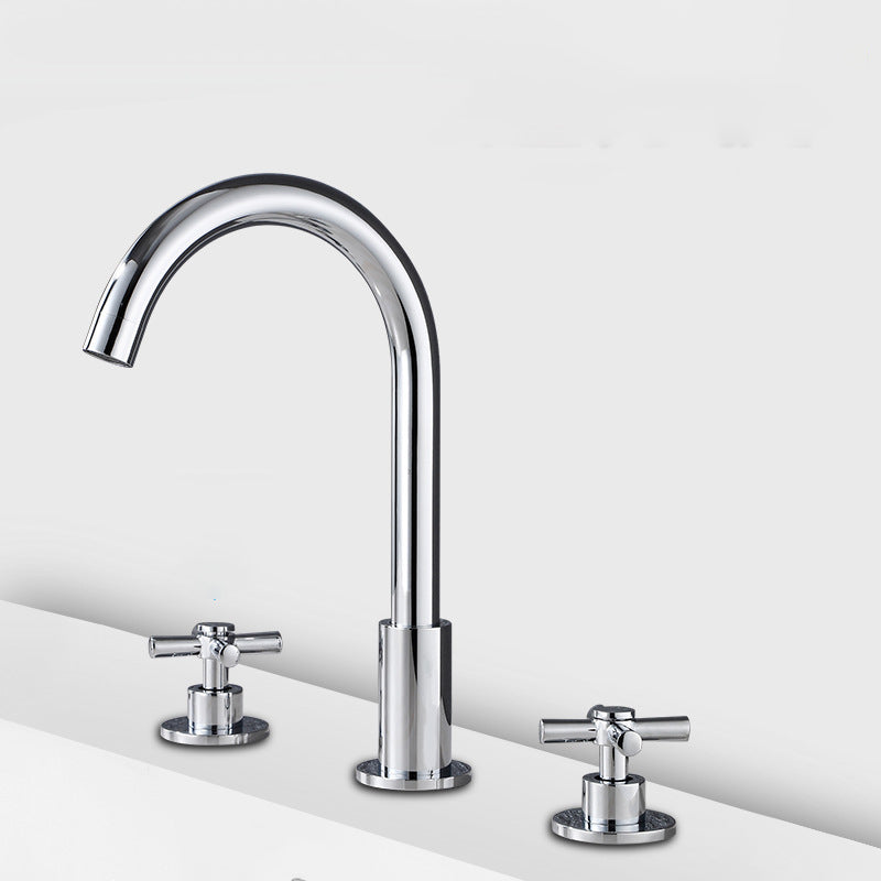 Lisslune | Goose Neck Bathroom Sink Faucet 2 Handles Hot and Cold Water Sink Faucet with Drain