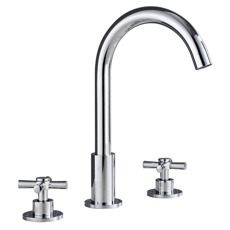 Lisslune | Goose Neck Bathroom Sink Faucet 2 Handles Hot and Cold Water Sink Faucet with Drain