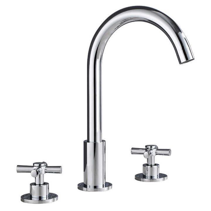 Lisslune | Goose Neck Bathroom Sink Faucet 2 Handles Hot and Cold Water Sink Faucet with Drain