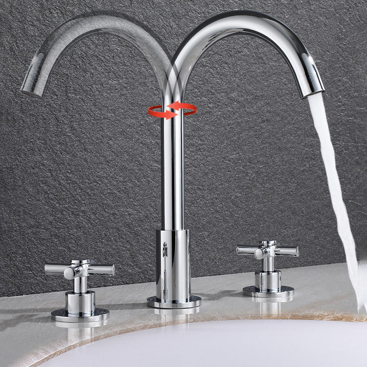 Lisslune | Goose Neck Bathroom Sink Faucet 2 Handles Hot and Cold Water Sink Faucet with Drain