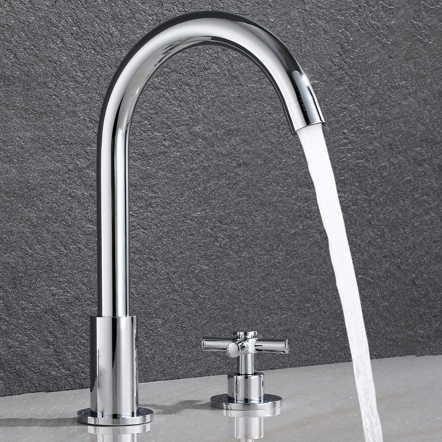 Lisslune | Goose Neck Bathroom Sink Faucet 2 Handles Hot and Cold Water Sink Faucet with Drain