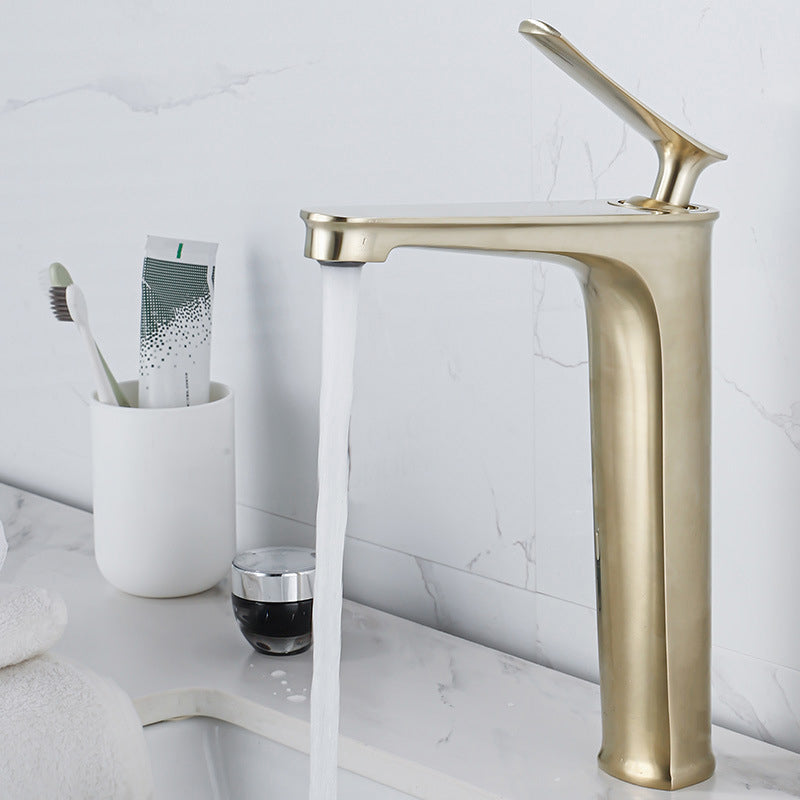 Lisslune | 1 Handle Full Copper Bathroom Sink Faucet Nordic Modern Vanity Faucet with Drain