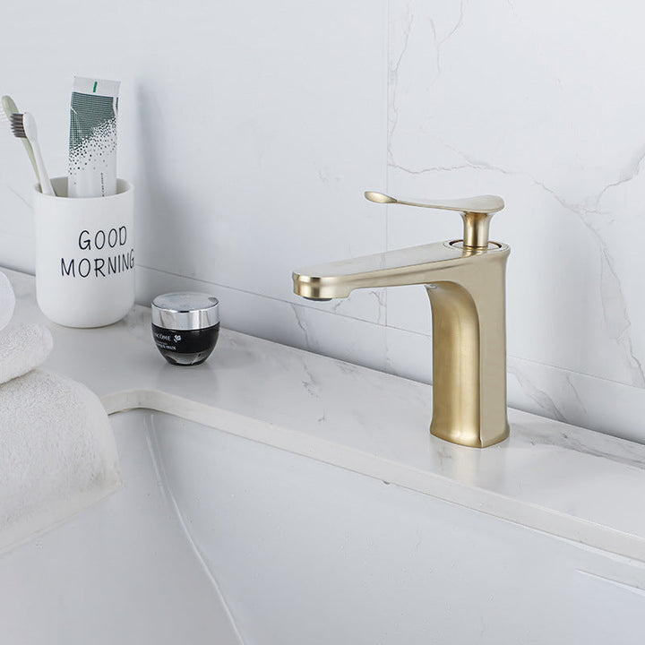 Lisslune | 1 Handle Full Copper Bathroom Sink Faucet Nordic Modern Vanity Faucet with Drain