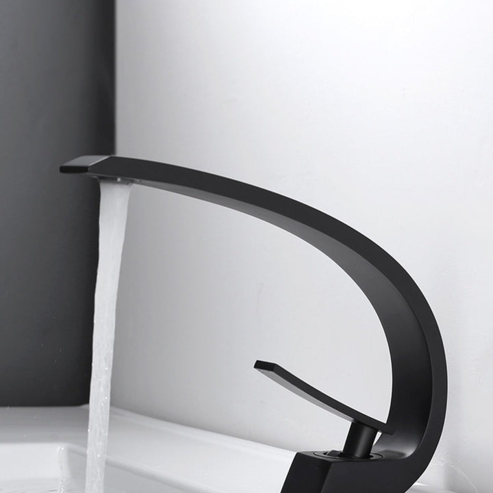 Lisslune | Waterfall Spout Widespread Faucet Modern Lever Handles Faucet
