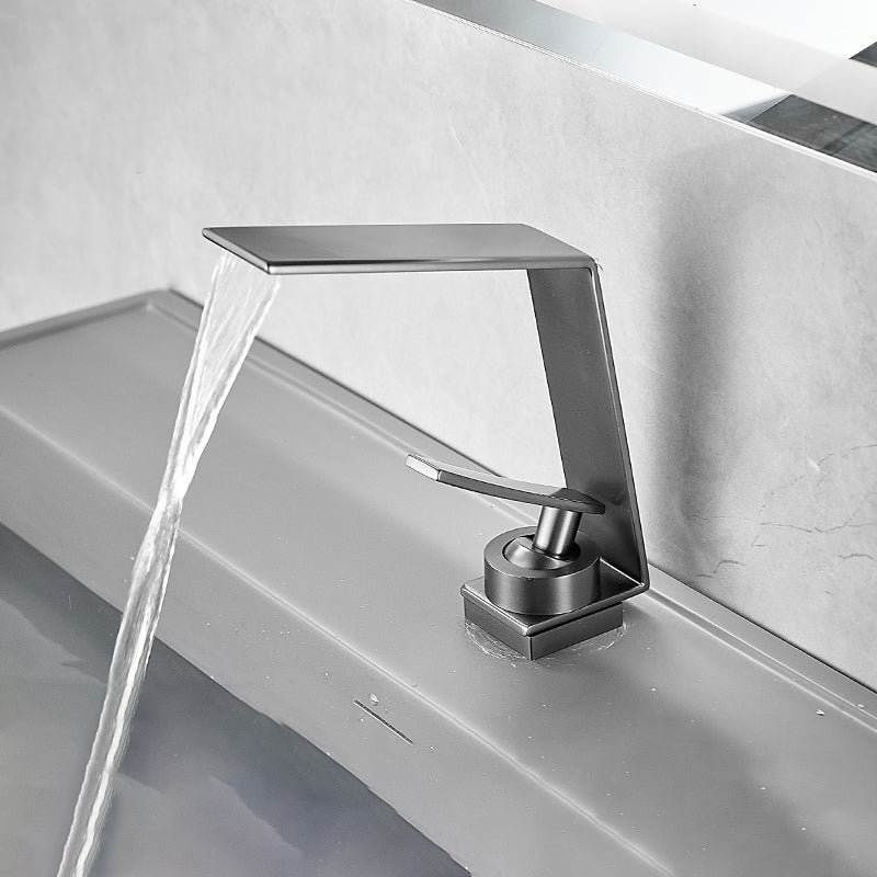 Lisslune | Metal Waterfall Spout Sink Faucet Lever Handles Vessel Sink Faucet