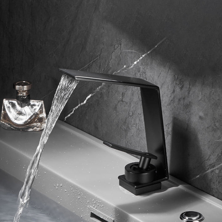 Lisslune | Metal Waterfall Spout Sink Faucet Lever Handles Vessel Sink Faucet