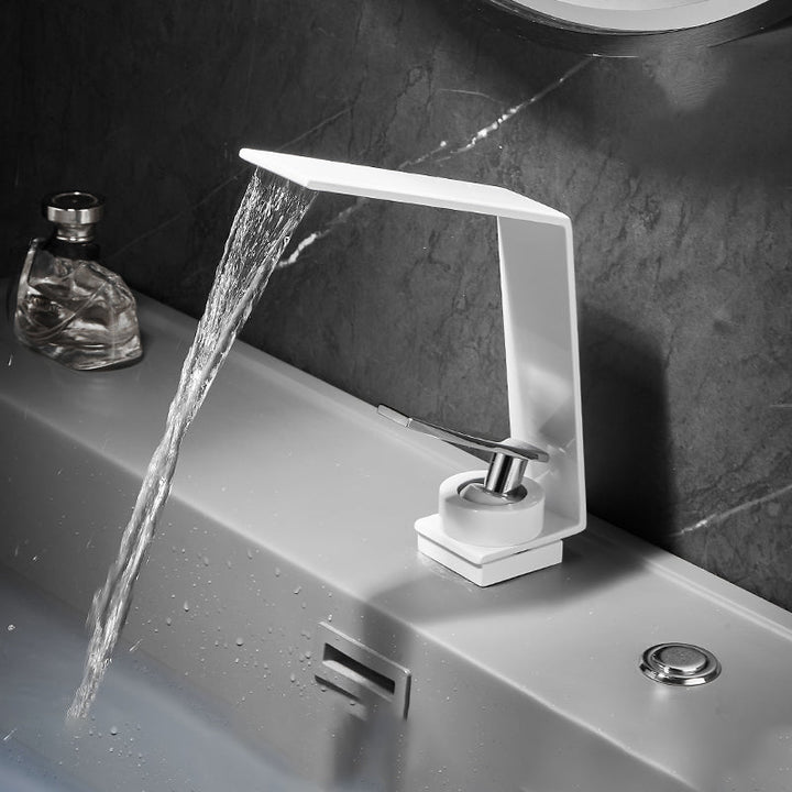 Lisslune | Metal Waterfall Spout Sink Faucet Lever Handles Vessel Sink Faucet