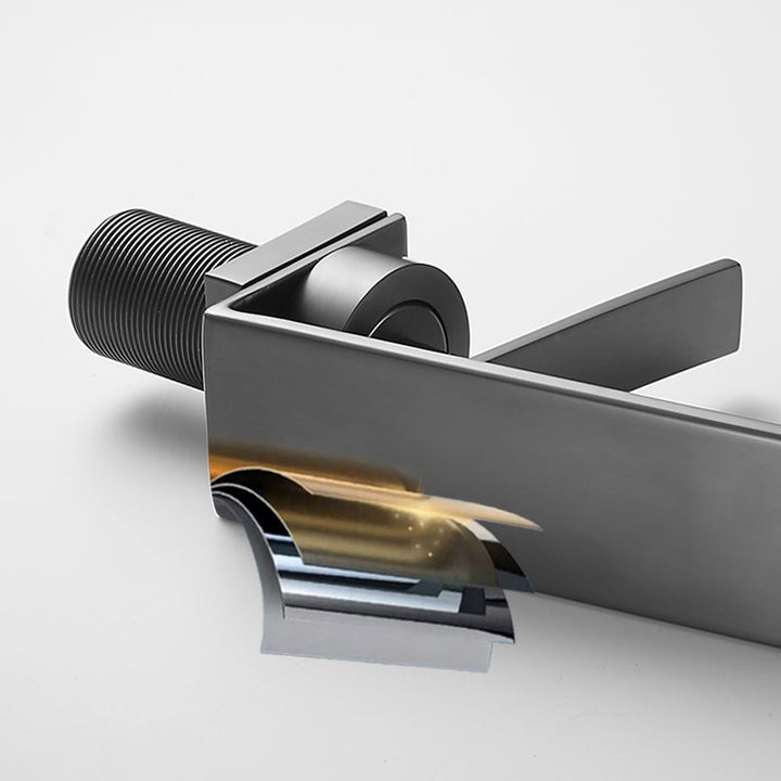 Lisslune | Metal Waterfall Spout Sink Faucet Lever Handles Vessel Sink Faucet