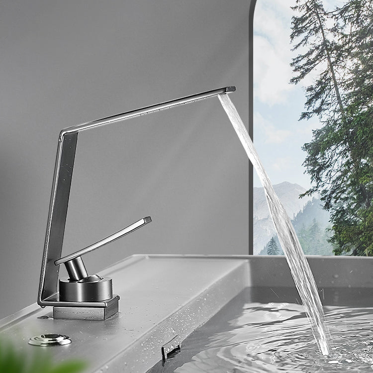 Lisslune | Metal Waterfall Spout Sink Faucet Lever Handles Vessel Sink Faucet