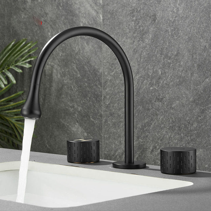 Lisslune | Double Handle Tub Filler Deck Mounted High Arc Brass Modern Roman Tub Filler