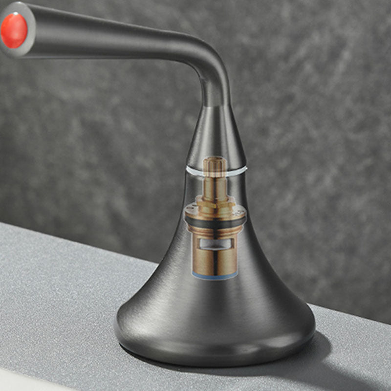 Lisslune | Double Handle Tub Filler Deck Mounted High Arc Brass Modern Roman Tub Filler
