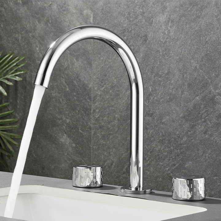 Lisslune | Double Handle Tub Filler Deck Mounted High Arc Brass Modern Roman Tub Filler