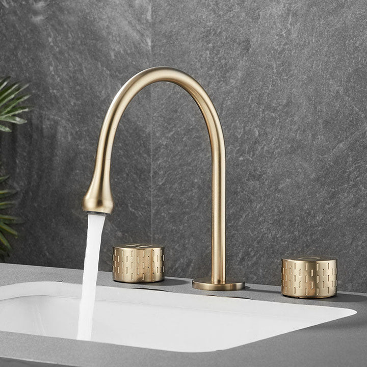 Lisslune | Double Handle Tub Filler Deck Mounted High Arc Brass Modern Roman Tub Filler