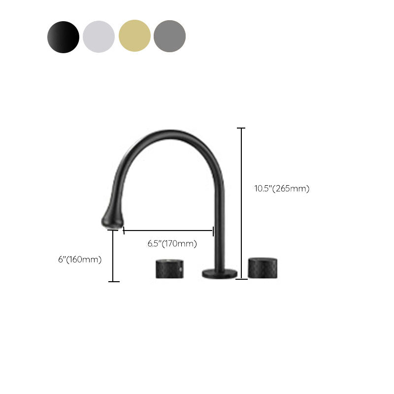 Lisslune | Double Handle Tub Filler Deck Mounted High Arc Brass Modern Roman Tub Filler