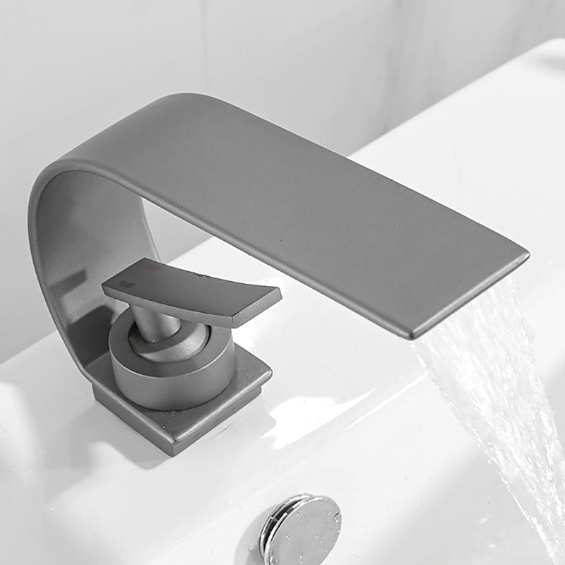 Lisslune | Waterfall Spout Widespread Sink Faucet Modern Metal Widespread Basin Faucet