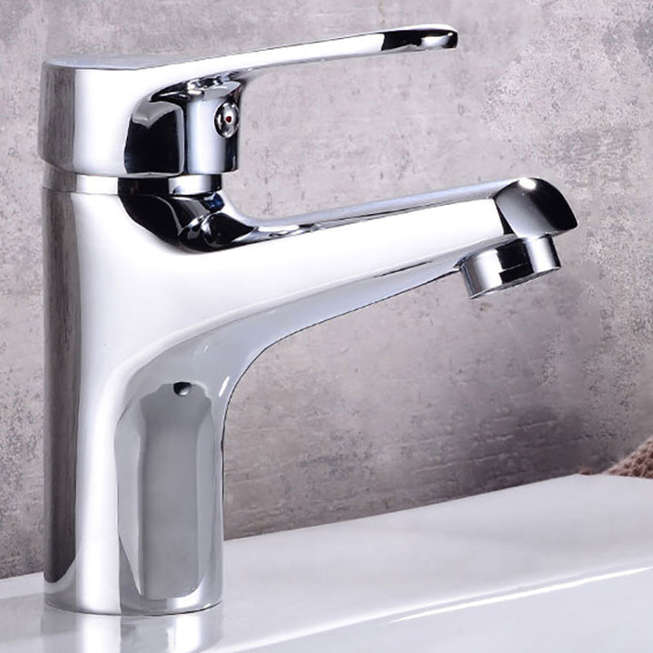 Lisslune | Modern Brass Bathroom Sink Faucet Round Lever Handles Sink Faucet