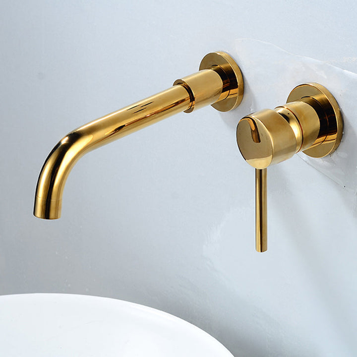 Lisslune | Lever Handles Wall Mounted Bathroom Faucet High Arc Basin Faucet