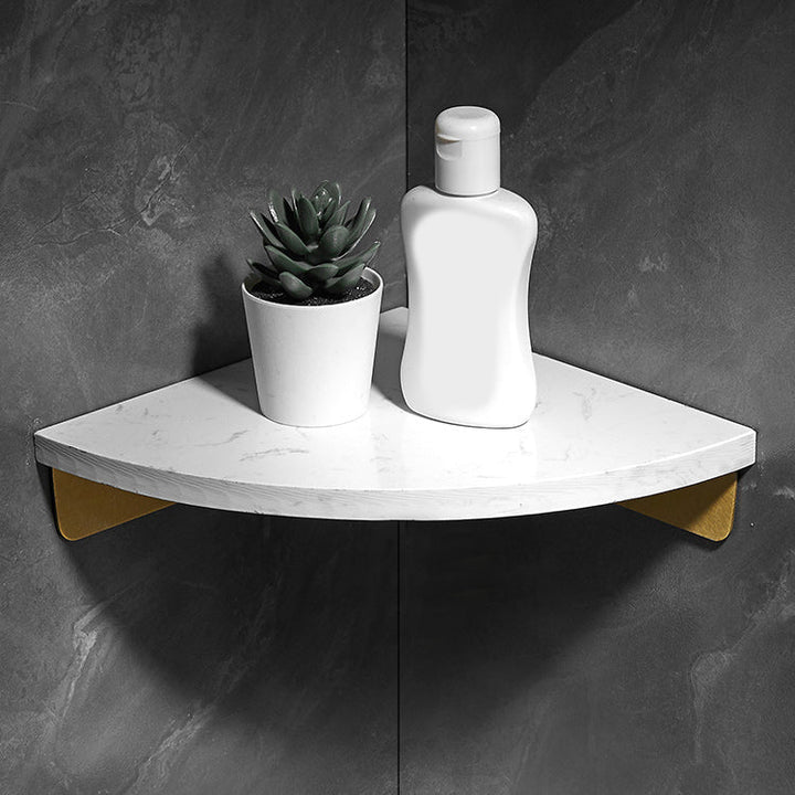 Lisslune | Marble 2-piece Bathroom Accessory Set Brushed Metal Bathroom Shelf