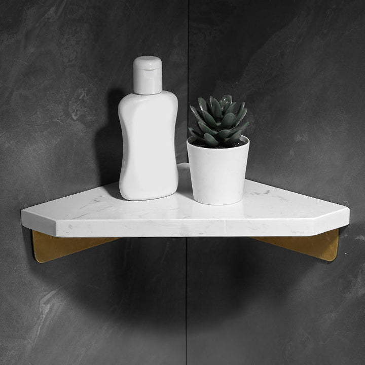 Lisslune | Marble 2-piece Bathroom Accessory Set Brushed Metal Bathroom Shelf