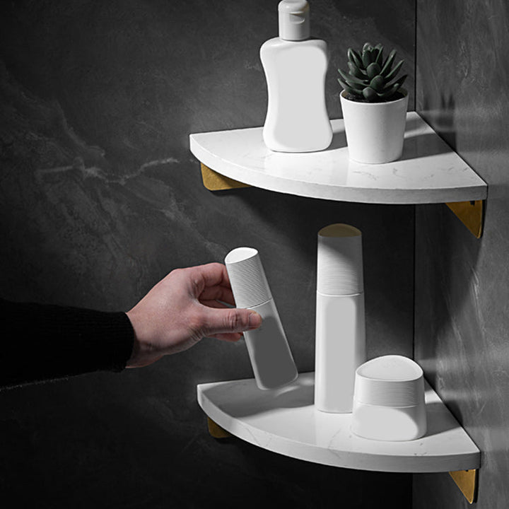 Lisslune | Aluminium Bathroom Accessory Set 4 cm high Marble Bath Shelf
