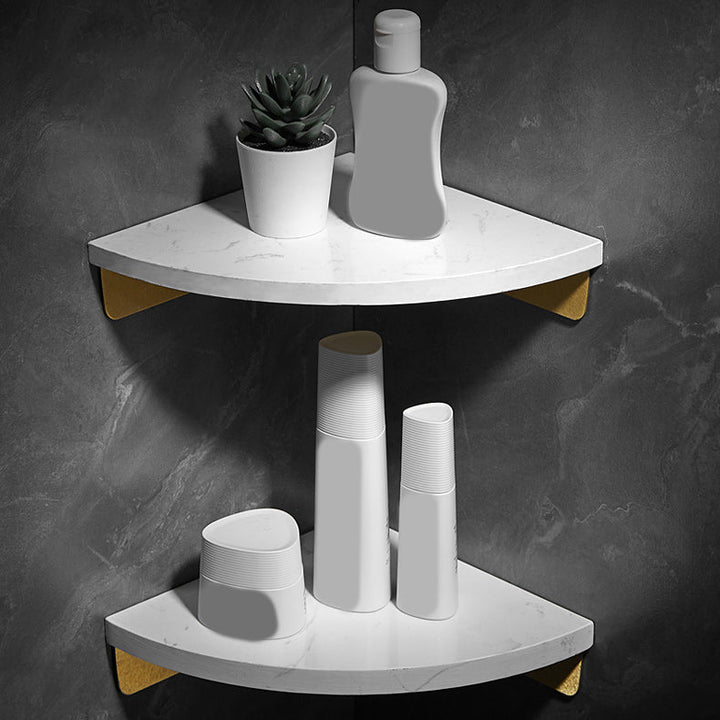 Lisslune | Aluminium Bathroom Accessory Set 4 cm high Marble Bath Shelf