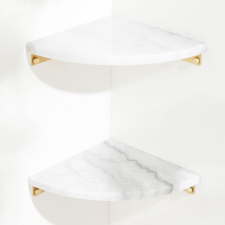 Lisslune | 2-piece marble bathroom shelf brass bathroom accessory set in white/green