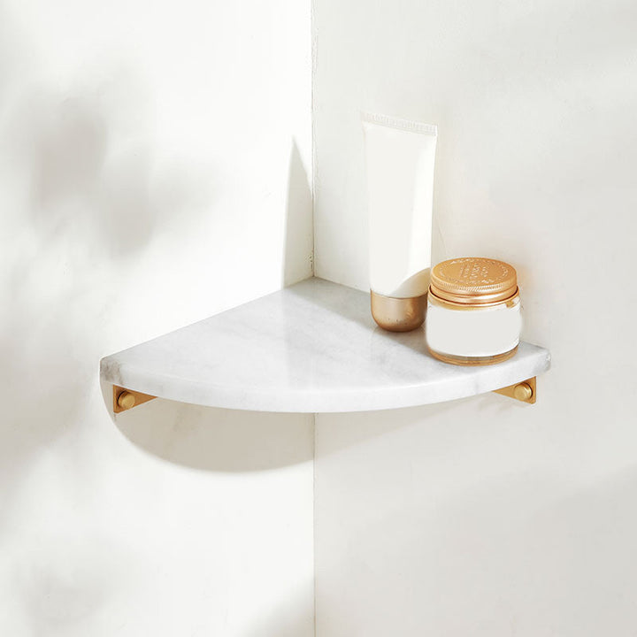 Lisslune | 2-piece marble bathroom shelf brass bathroom accessory set in white/green