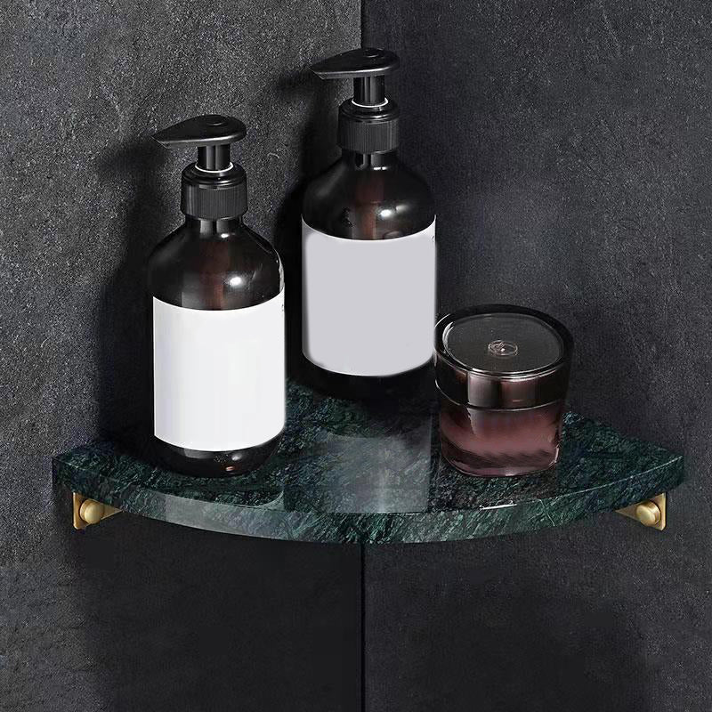 Lisslune | 2-piece marble bathroom shelf brass bathroom accessory set in white/green