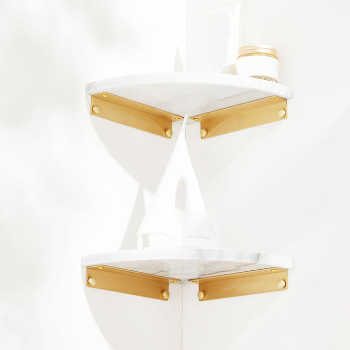 Lisslune | 2-piece marble bathroom shelf brass bathroom accessory set in white/green