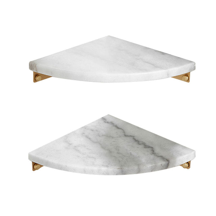 Lisslune | 2-piece marble bathroom shelf brass bathroom accessory set in white/green