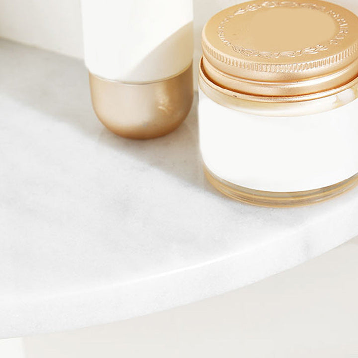 Lisslune | 2-piece marble bathroom shelf brass bathroom accessory set in white/green