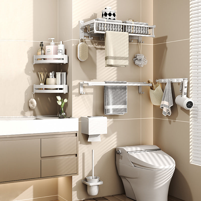 Lisslune | Modern style bathroom accessory set with bathroom shelf/towel rack/toilet brush in white