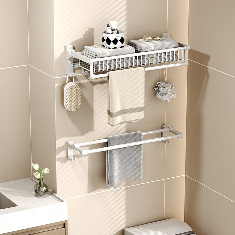 Lisslune | Modern style bathroom accessory set with bathroom shelf/towel rack/toilet brush in white