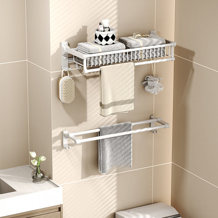 Lisslune | Modern style bathroom accessory set with bathroom shelf/towel rack/toilet brush in white