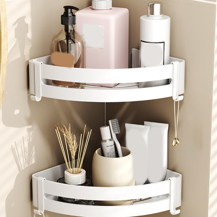 Lisslune | Modern style bathroom accessory set with bathroom shelf/towel rack/toilet brush in white