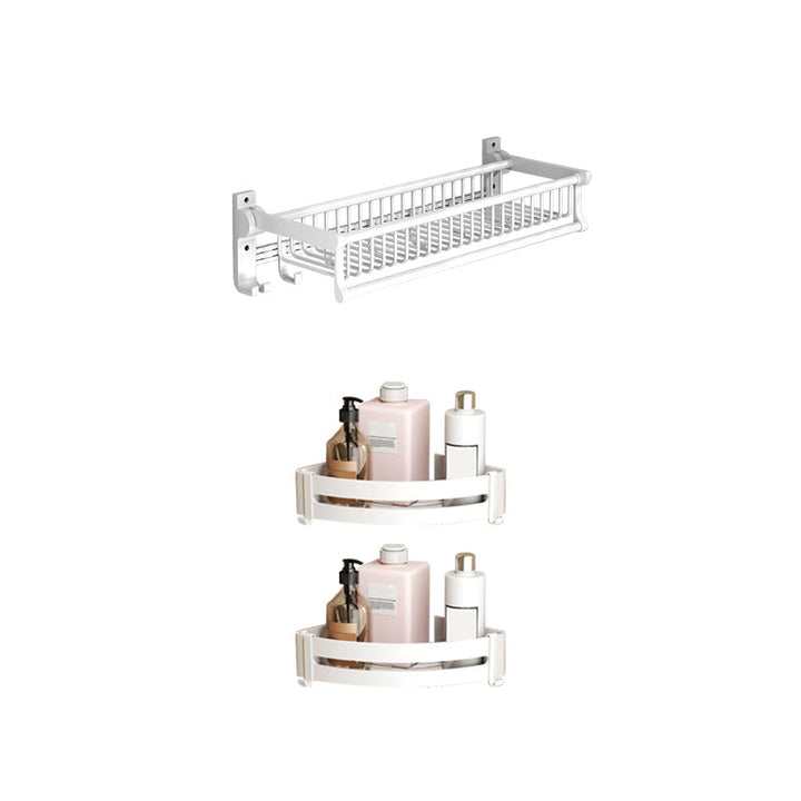 Lisslune | Modern style bathroom accessory set with bathroom shelf/towel rack/toilet brush in white