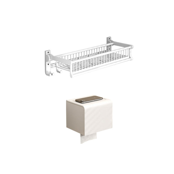 Lisslune | Modern style bathroom accessory set with bathroom shelf/towel rack/toilet brush in white