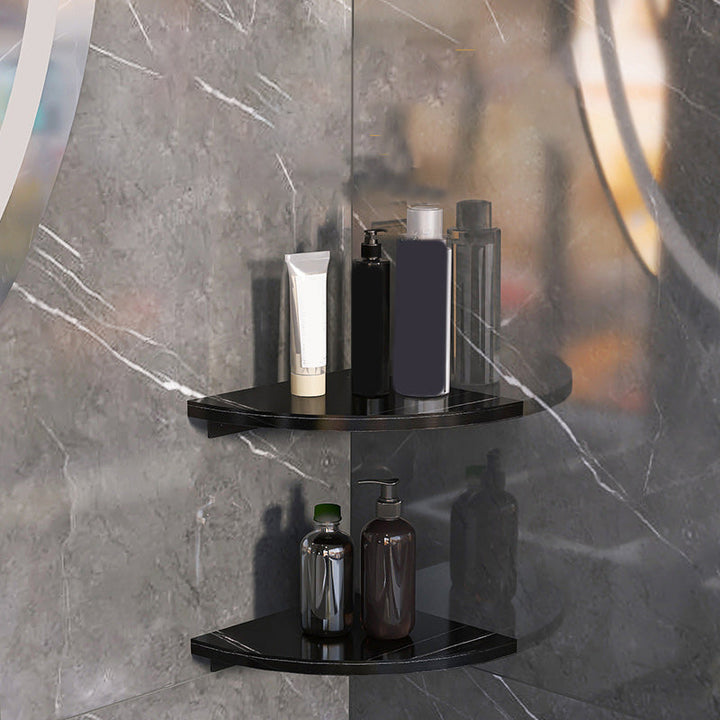 Lisslune | 3-piece modern bathroom accessory set marble and metal bathroom shelf