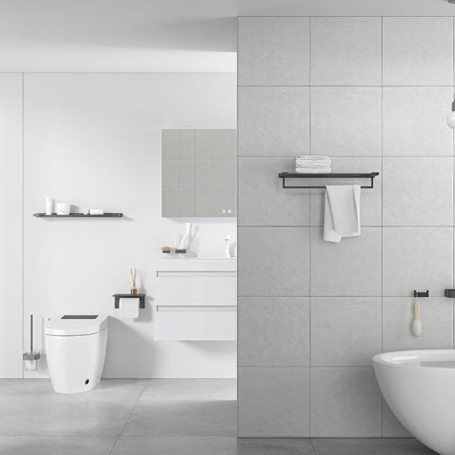 Lisslune | Gray contemporary bathroom accessory set Brushed gray bathroom shelf/paper holder/towel bar