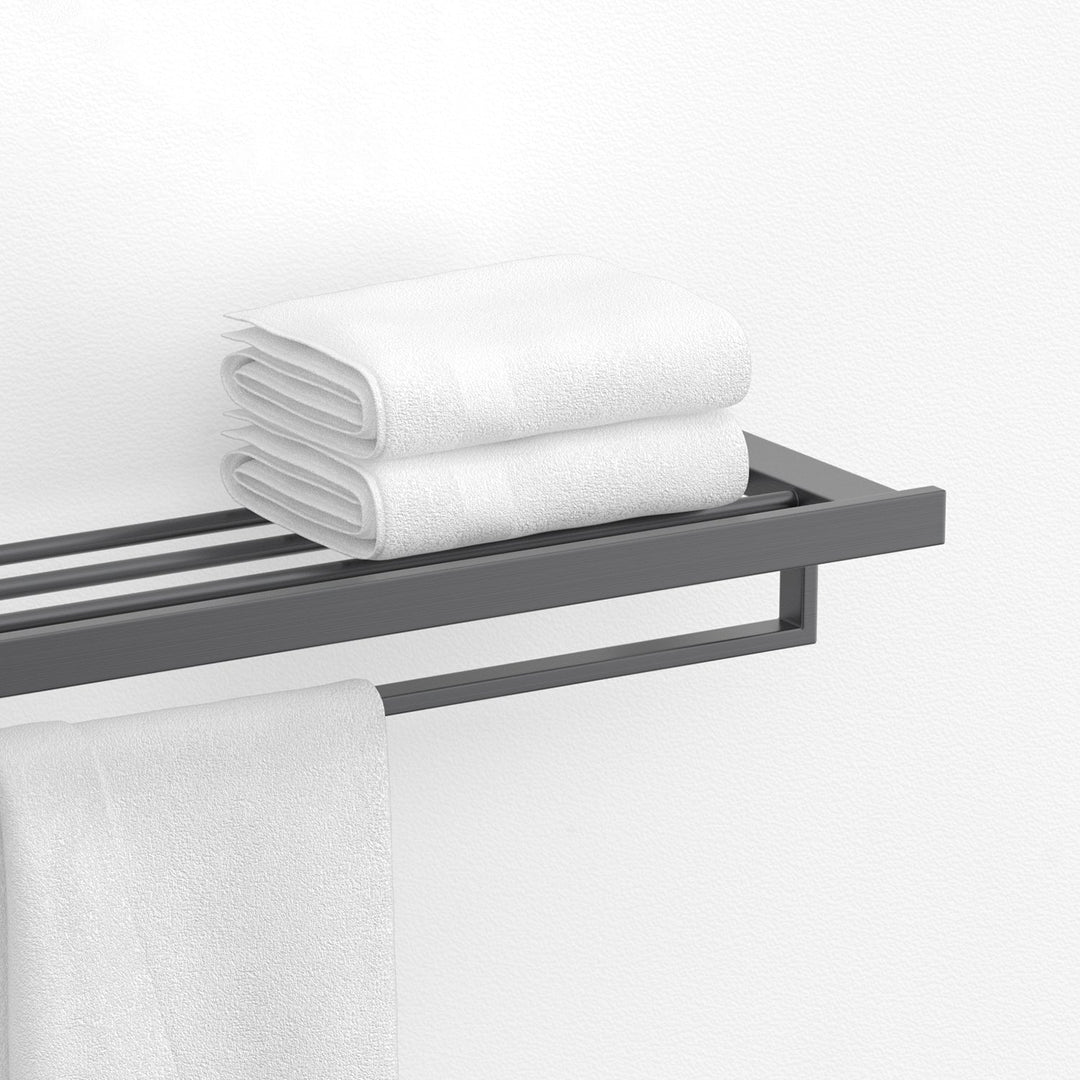 Lisslune | Gray contemporary bathroom accessory set Brushed gray bathroom shelf/paper holder/towel bar