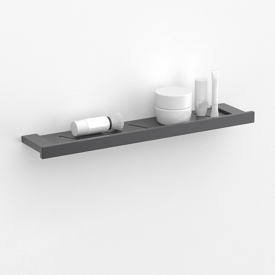 Lisslune | Gray contemporary bathroom accessory set Brushed gray bathroom shelf/paper holder/towel bar