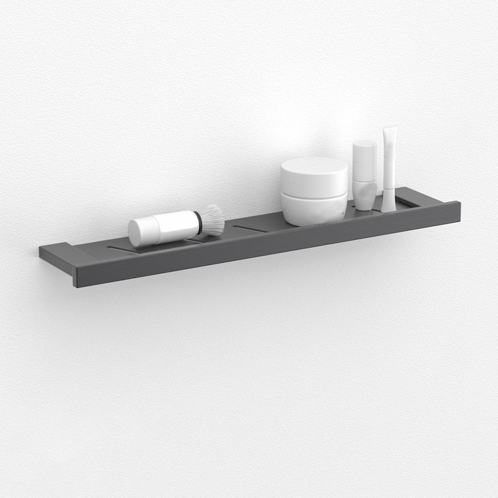 Lisslune | Gray contemporary bathroom accessory set Brushed gray bath shelf/toilet paper holder/towel bar