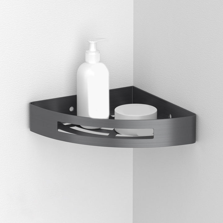 Lisslune | Gray contemporary bathroom accessory set Brushed gray bath shelf/toilet paper holder/towel bar